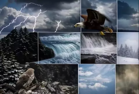 AI Video from prompt: continue animating the weather and make the eagl