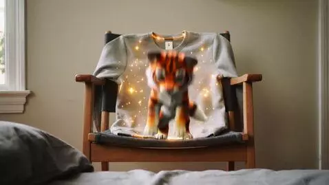 AI Video from prompt: A glowing outline of a fairytale fluffy fox appe