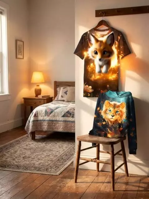 AI Video from prompt: A glowing outline of a fairytale fluffy fox appe