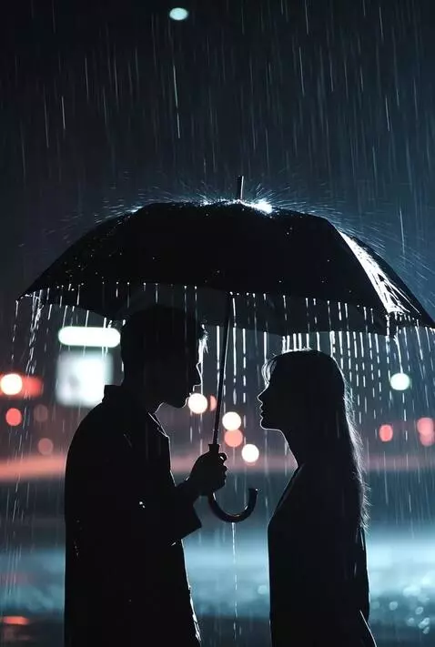 AI Video from prompt: The rain hammers down torrentially! The woman on