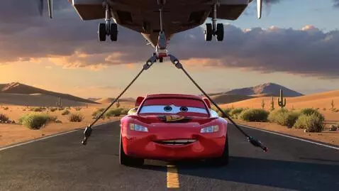 AI Video from prompt: “Lightning McQueen is stopped on an open desert 