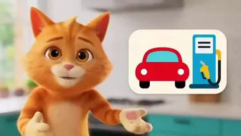 AI Video from prompt: A cute, animated 3D cat with large, expressive e