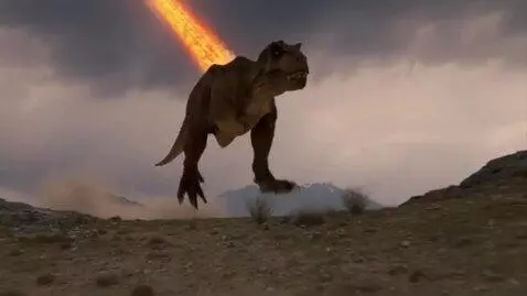 AI Video from prompt: A DİNAZOUR İS  RUNİNG FROM THE METEOR