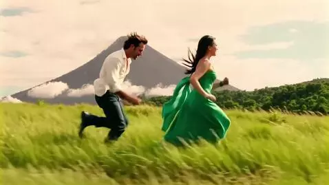 AI Video from prompt: A man in an unbuttoned white shirt and a woman i