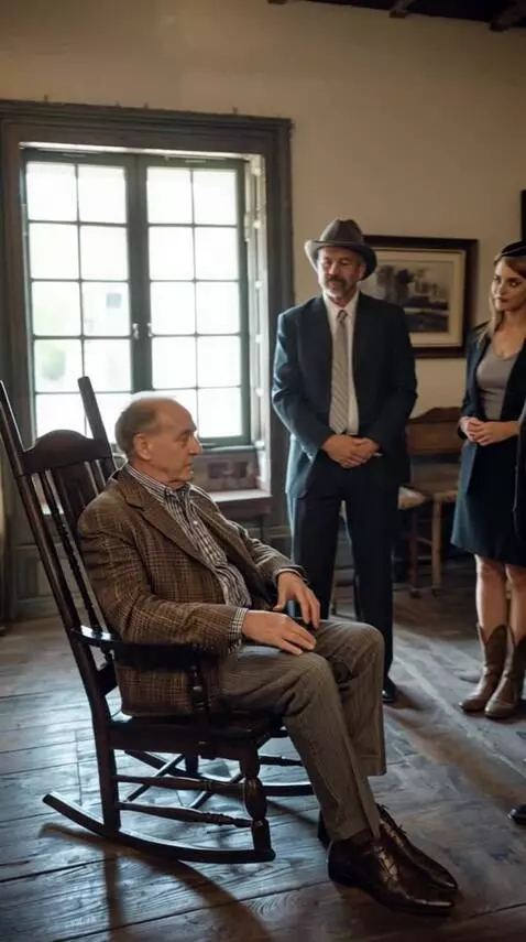 AI Video from prompt: An elderly man gets up from his chair and approa