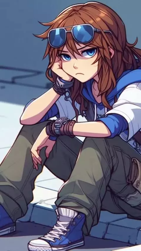 AI Video from prompt: Angsty teenage girl sitting in a gas station par