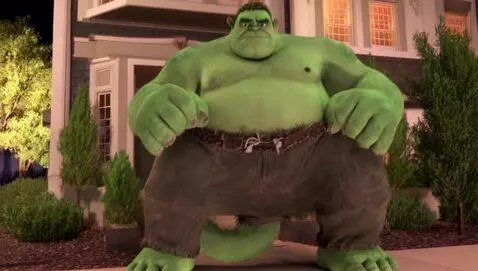 AI Video from prompt: Hulk is growing outside the house at night, pant