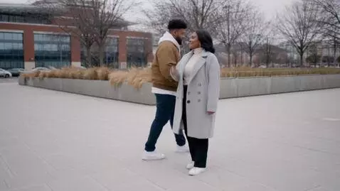 AI Video from prompt: They walk sideways away from each other and she 