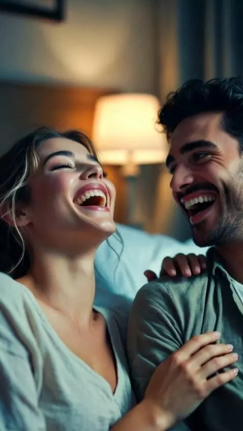 AI Video from prompt: A couple very much in love giggling like childre