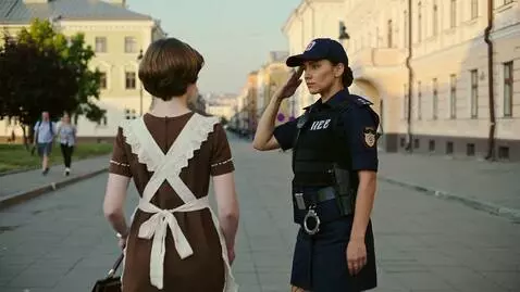 AI Video from prompt: Russia. City street. Summer. Clear. Few pedestri