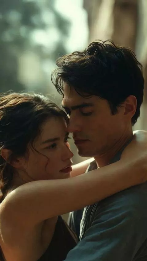 AI Video from prompt: A woman and a man embrace in a soulful, meaningf