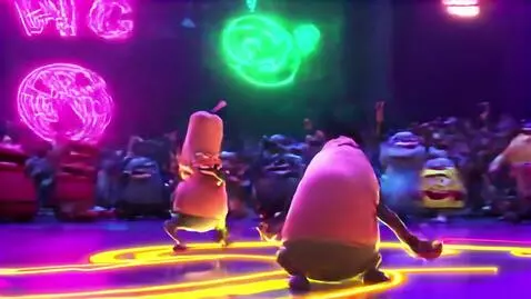 AI Video from prompt: A humanoid sausages in stylish streetwear steps 