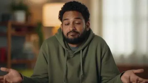 AI Video from prompt: shrugs his shoulders