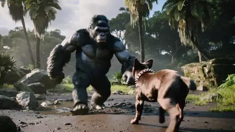 AI Video from prompt: Gorilla vs amstaff