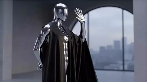 AI Video from prompt: He waves his hand and says hello