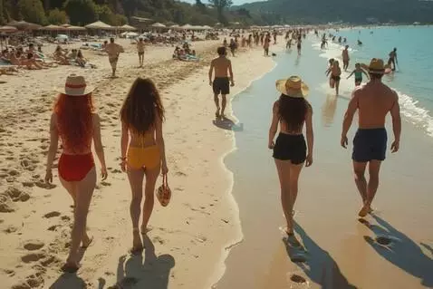 AI Video from prompt: The three women walking with a strut and confide