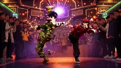 AI Video from prompt: A stylish young guy in baggy streetwear steps on