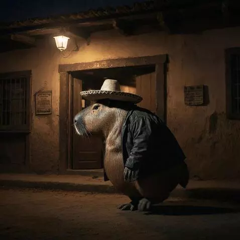 AI Video from prompt: A capybara walks slowly and sadly on its hind le