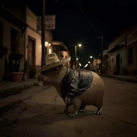 AI Video from prompt: A capybara  entering the door of bar