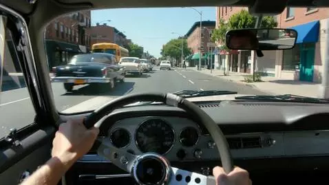 AI Video from prompt: A view through the eyes of a driver of a car dri