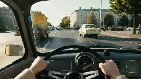 AI Video from prompt: A view through the eyes of a driver of a car, dr