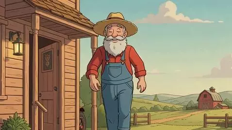 AI Video from prompt: Farmer walks very confidently in a slow motion, 