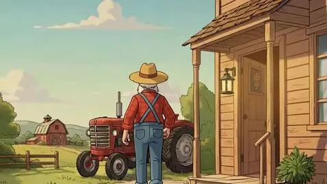 AI Video from prompt: Farmer walks very confidently in a slow motion, 