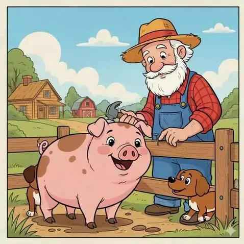 AI Video from prompt: Farmer hammers nail in the wooden fence whilst p