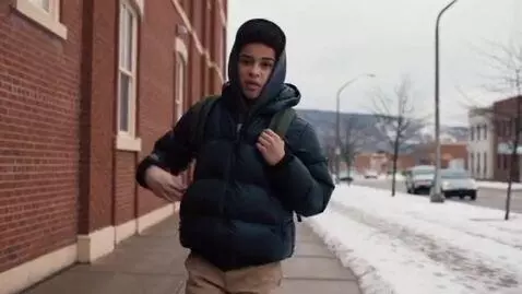 AI Video from prompt: Spokane backpack boy acting tough