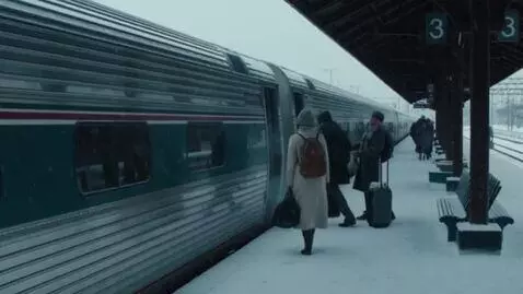 AI Video from prompt: Make a railway station where a train is standing