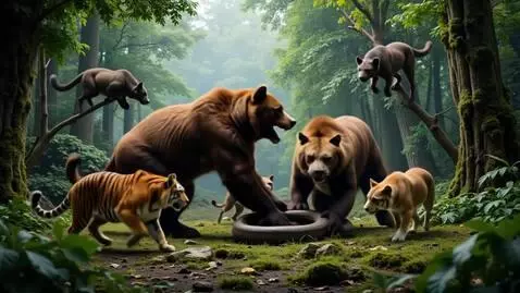 AI Video from prompt: Video showing War in the jungle, different wild 