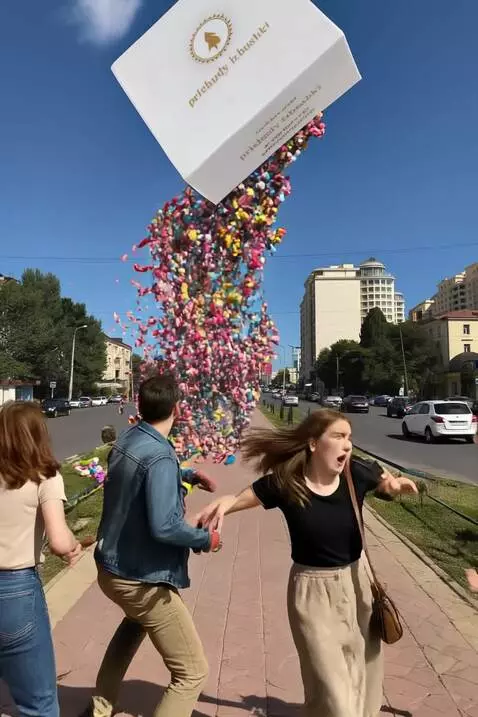AI Video from prompt: A realistic daytime city street scene with a blu