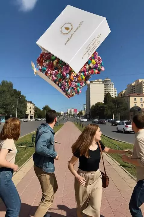 AI Video from prompt: A realistic daytime city street scene with a blu