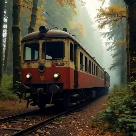 AI Video from prompt: a rusty Soviet electric locomotive without glass