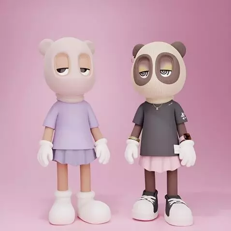 AI Video from prompt: 2人は楽しそうにダンスをする。鼻と口は無し。