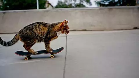 AI Video from prompt: Cat skateboarding