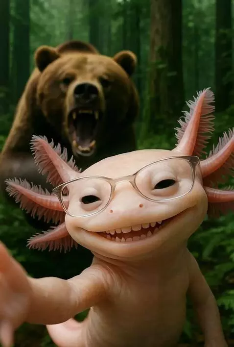 AI Video from prompt: A hyper-realistic, soft-pink axolotl takes a che