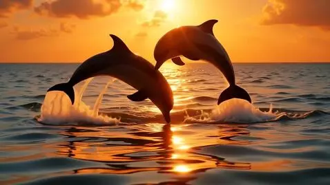 AI Video from prompt: Ultra HD slow-motion video of wild dolphins leap