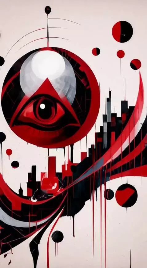 AI Video from prompt: An abstract cyberpunk video featuring a large re