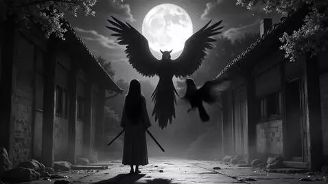 AI Video from prompt: A cinematic anime scene in black and white, 5 se