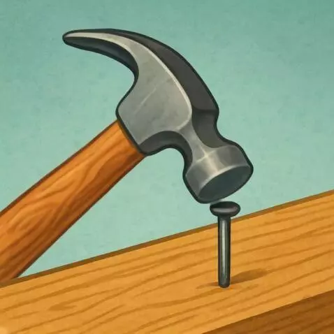 AI Video from prompt: The hammer is used to put the nail in the wood