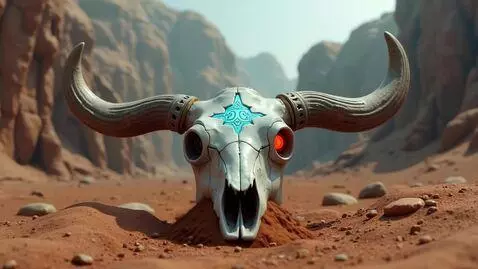 AI Video from prompt: Low poly CGI rendering of a stylized cattle skul