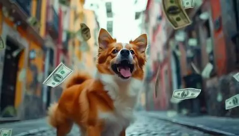 AI Video from prompt: Dog dancing with money