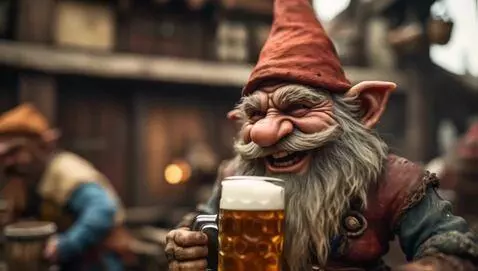 AI Video from prompt: Silly gnome drinking beer