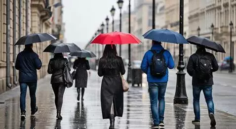 AI Video from prompt: people walking on heavy rain