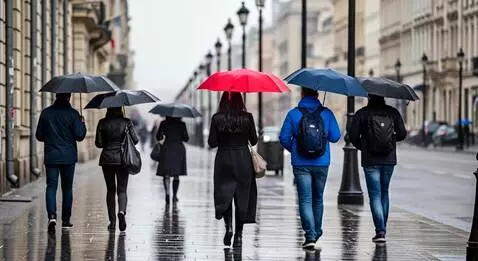 AI Video from prompt: people walking on heavy rain