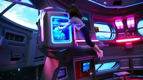 AI Video from prompt: In a neon-drenched drift station orbiting a coll