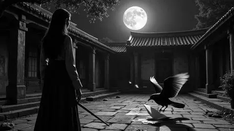 AI Video from prompt: A poetic cinematic anime scene in black and whit