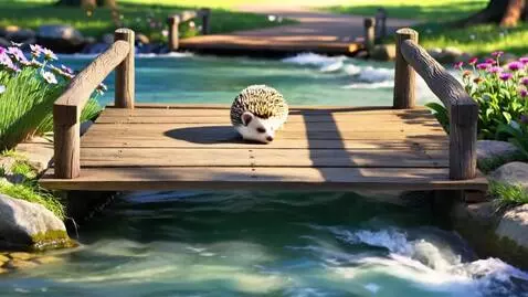 AI Video from prompt: “A peaceful park with a small wooden bridge over