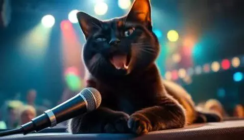 AI Video from prompt: Cat is singing a song, rap